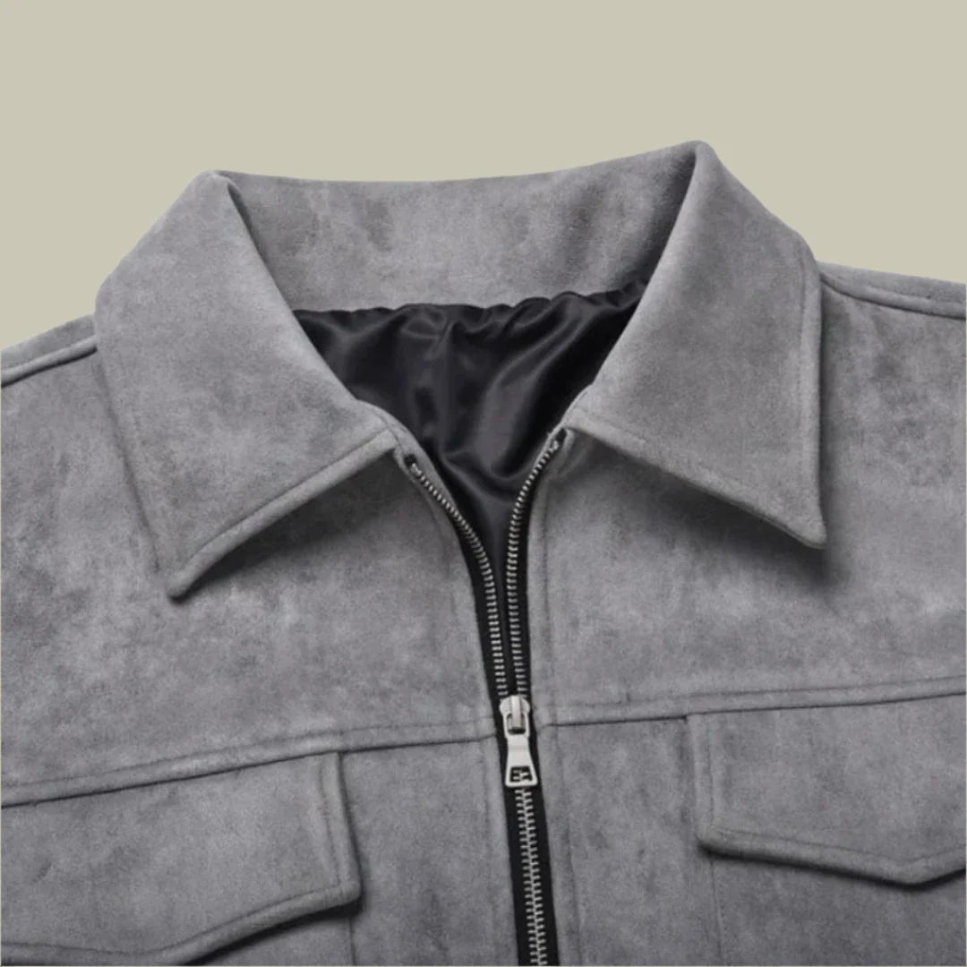 Übergroße Wildlederjacke für Herren | Colosy