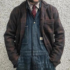 Lockere Retro-Herrenjacke mit Karomuster und Revers | Colosy