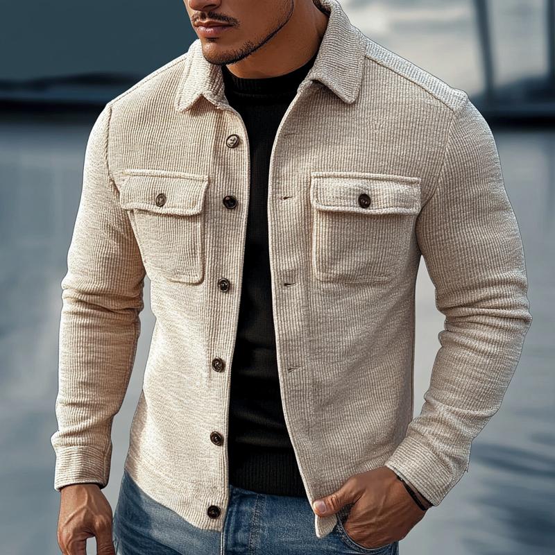 Gestreifte Vintage-Herrenjacke mit Revers | Colosy