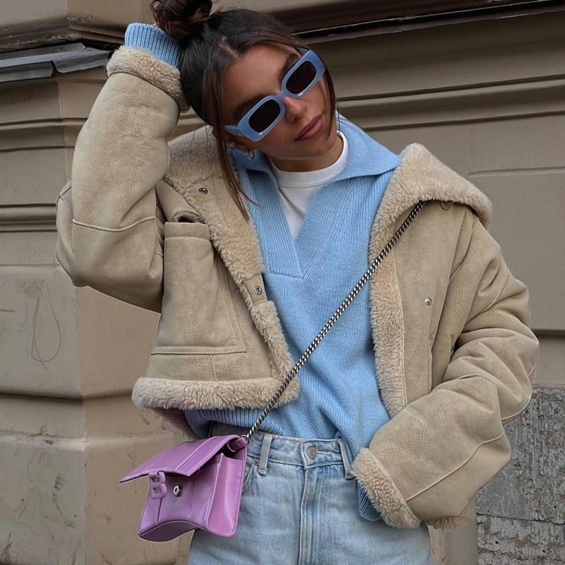 V-Ausschnitt-Damenpullover | Colosy