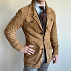 Vintage-Wildlederjacke für Herren mit Revers und mehreren Taschen | Colosy