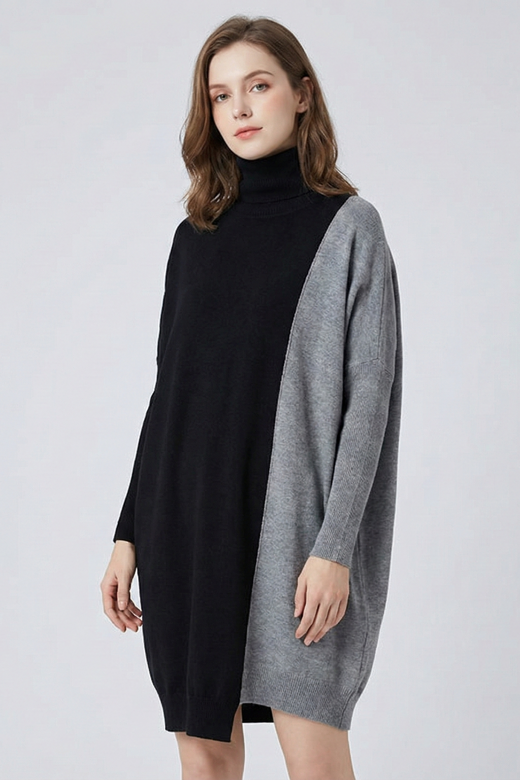 Langes Strickpullover-Kleid | Colosy