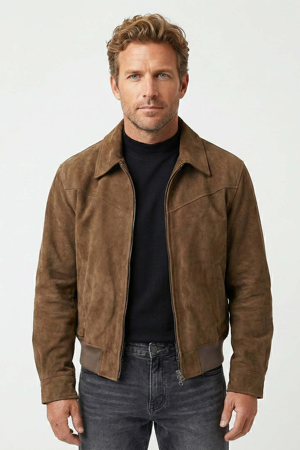 Wildlederjacke für Herren mit Reißverschluss | Colosy