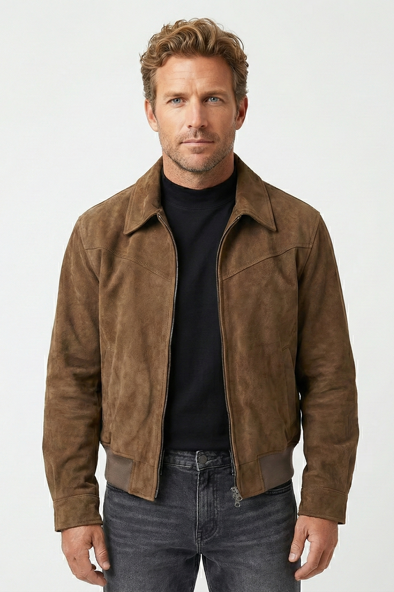 Wildlederjacke für Herren mit Reißverschluss | Colosy