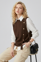 Einfarbige Strickweste | Colosy