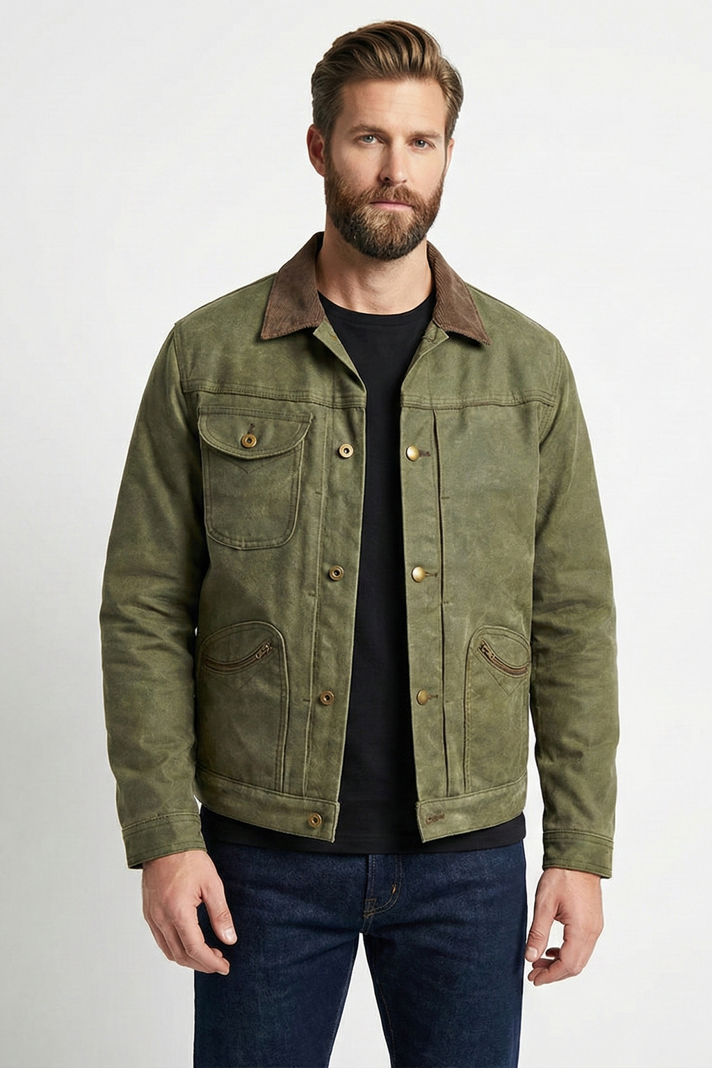 Retro-Motorradjacke für Herren mit Knopfleiste | Colosy