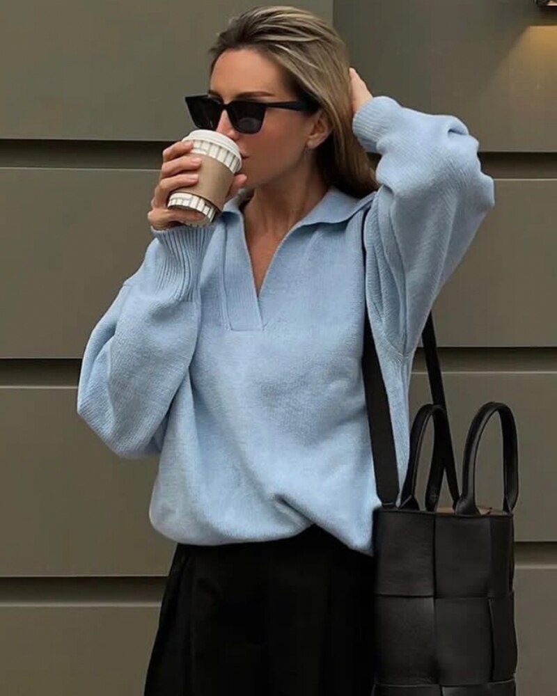 V-Ausschnitt-Damenpullover | Colosy